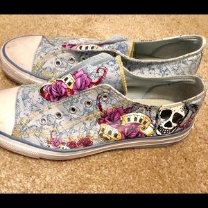 Size 9 Ed hardy slip on tennis shoes